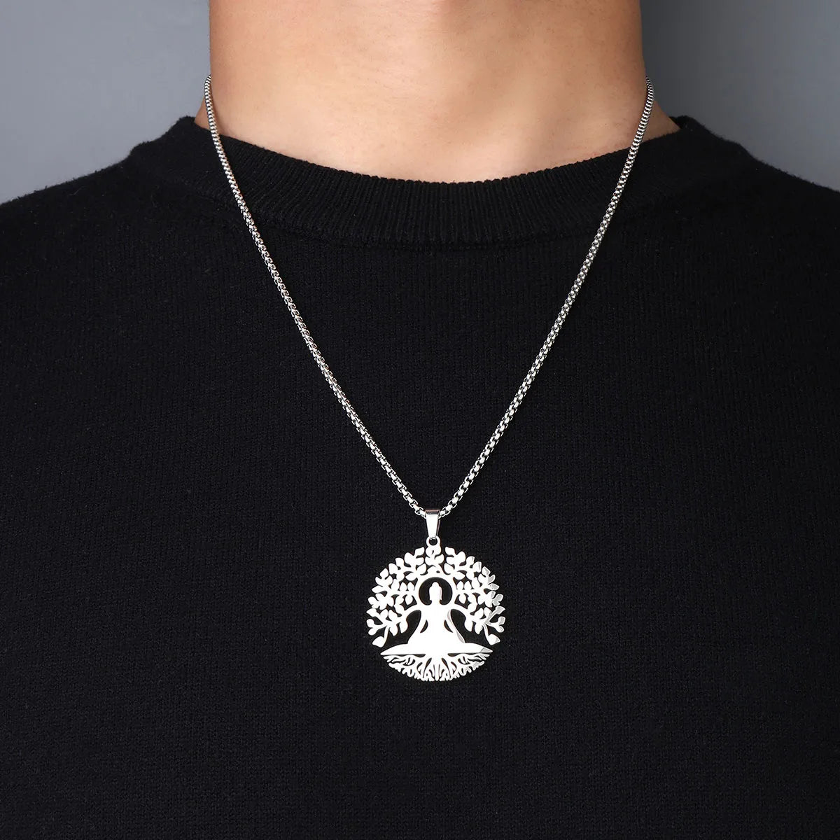 Beautiful necklaces and pendants with geometric shapes for a modern, artistic design-201 Stainless Steel 18K Gold Plated Basic Modern Style Classic Style Tree Pendant Necklace