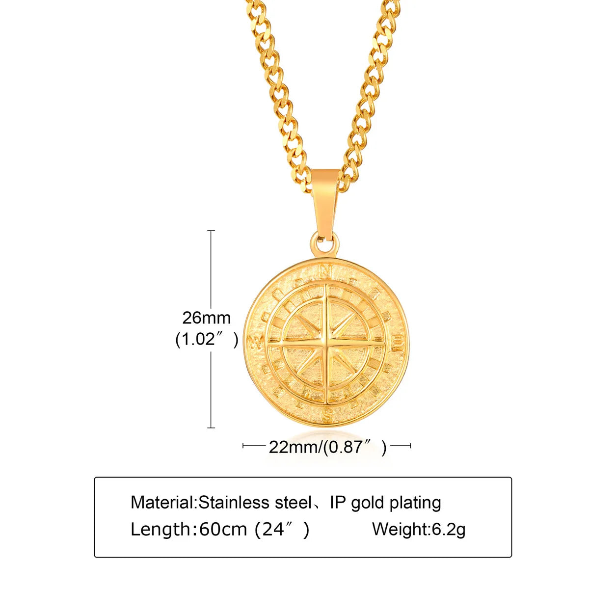 Gold Pendant Grinding Chain 60cm