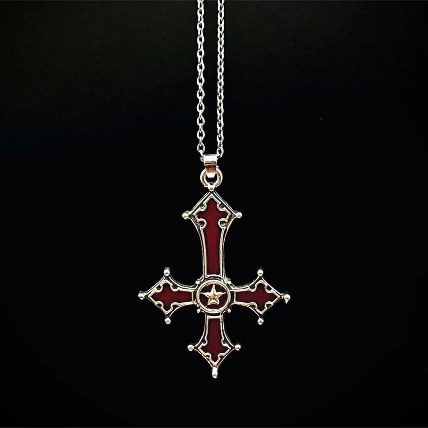 Elegant necklaces and pendants with diamond accents for added sparkle-Retro Punk Cross Alloy Plating Men'S Pendant Necklace