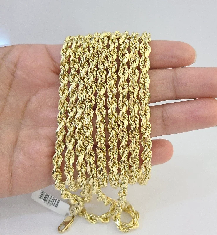 Personalized necklaces and pendants with initials for a customized and meaningful gift-10k Yellow Gold Rope Chain 5mm 2 chains 22"