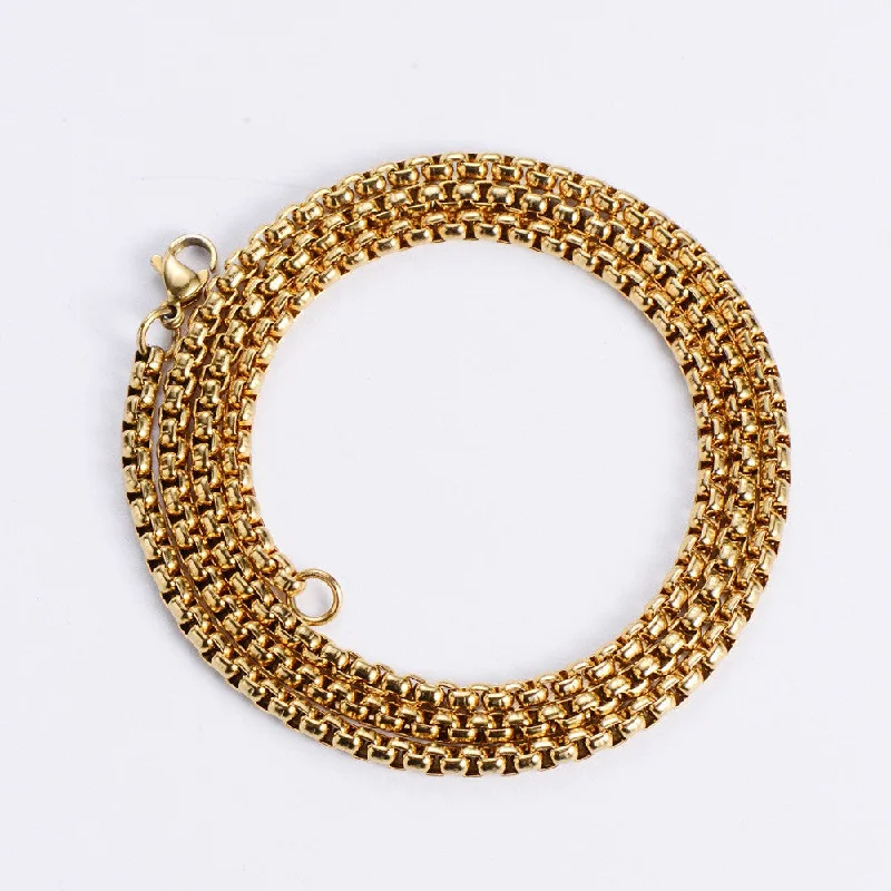 Gold 3.5mm * 60cm Square Pearl Chain