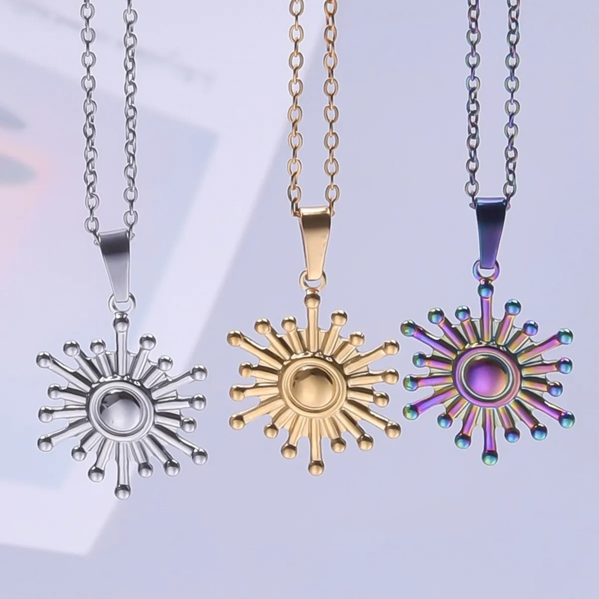 Necklaces and pendants with diamond pendants for a luxurious sparkling effect-Simple Style Classic Style Sun 304 Stainless Steel Plating Women'S Pendant Necklace