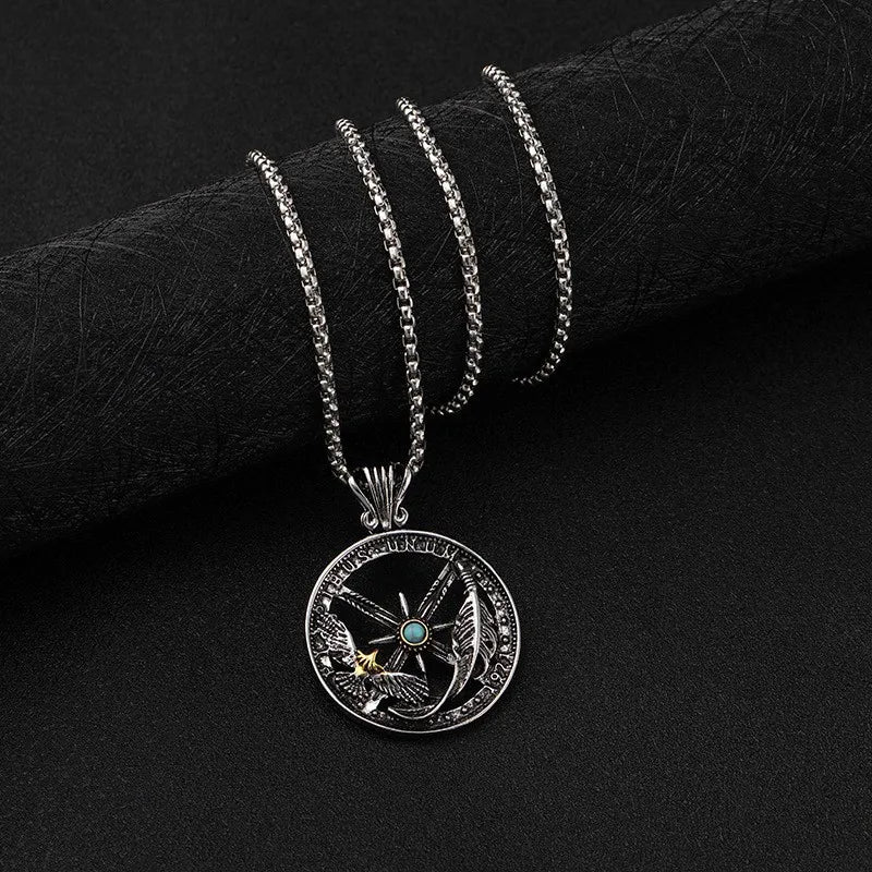 Fashionable necklaces and pendants with birthstones for a personalized gift idea-Hip-Hop Retro Solid Color Zinc Alloy Inlay Turquoise Men'S Pendant Necklace