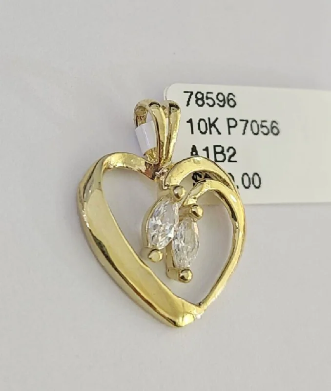 Best necklaces and pendants with vintage coin pendants for a unique accessory-10K Real Heart Charm Pendant Gold 10kt Genuine Yellow