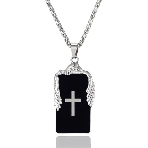 Stunning necklaces and pendants with ruby and diamond combinations for a luxurious effect-Classy Men Black Eagle Cross Pendant Necklace