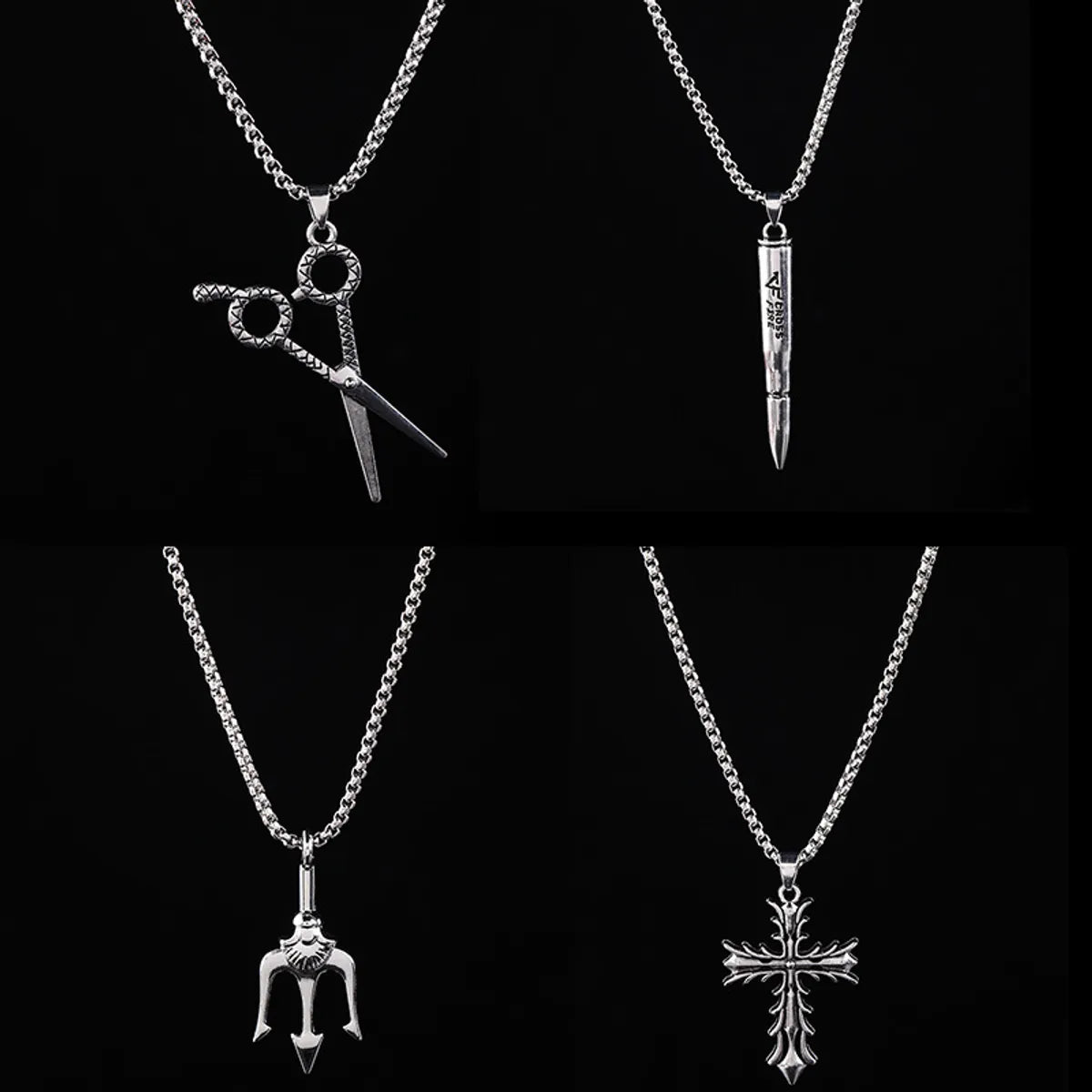 Beautiful necklaces and pendants with layered chains for a fashionable, chic look-Hip-Hop Streetwear Scissors Cross Alloy Enamel Men'S Pendant Necklace