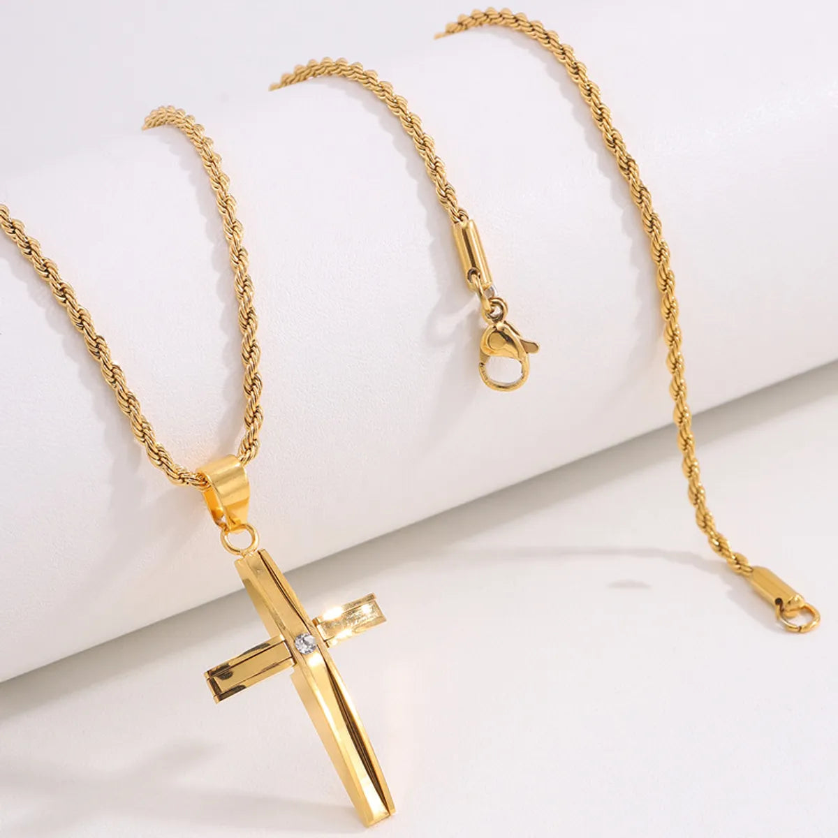 Gold Raised Cross Necklace