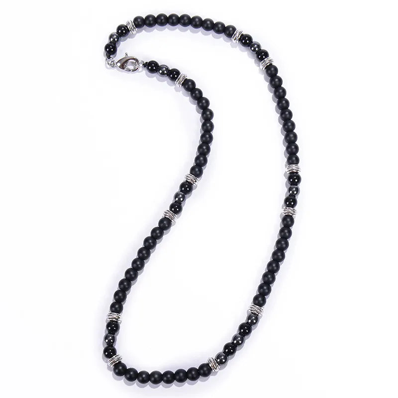 Black Magnetic Stone Grinding Sandstone Necklace