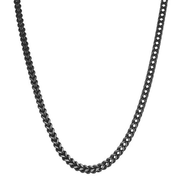 Necklaces and pendants with lock and key designs for a symbolic gesture-Classy Men 4mm Black Franco Chain Necklace