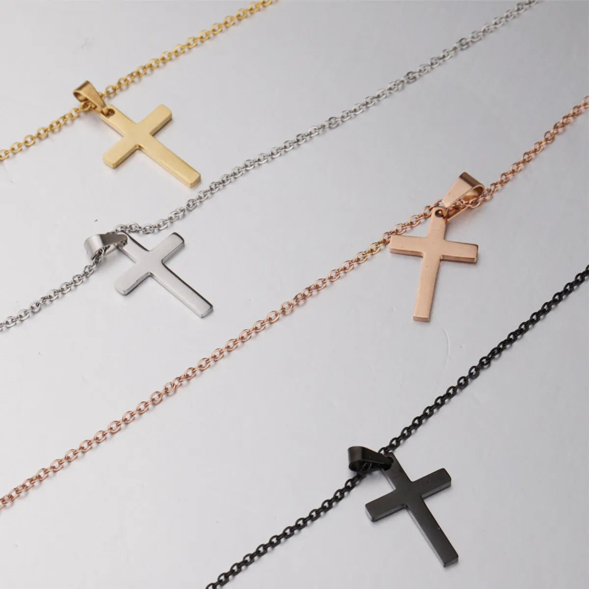 Best necklaces and pendants with adjustable chains for a customizable fit-Casual Streetwear Cross Stainless Steel None 18K Gold Plated Unisex Pendant Necklace