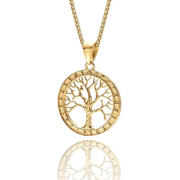 Necklaces and pendants with custom designs for a completely unique jewelry piece-Classy Men Gold Tree Of Life Pendant Necklace