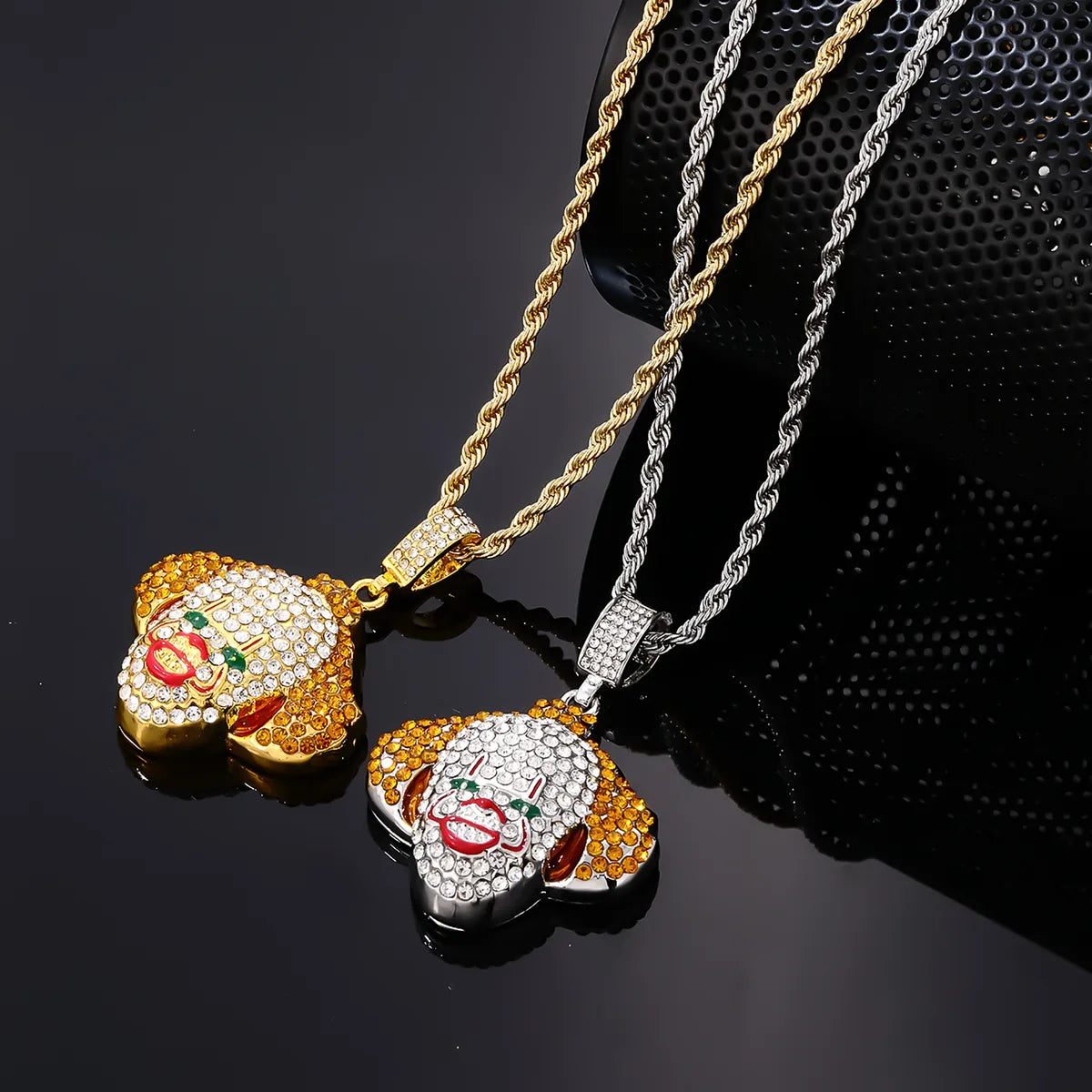 Necklaces and pendants with engraved messages for a deeply personal, sentimental gift-Hip-Hop Vintage Style Rock Clown Stainless Steel Alloy Plating Inlay Zircon Gold Plated Silver Plated Men'S Pendant Necklace