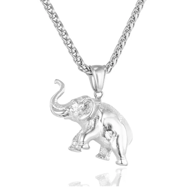 Necklaces and pendants with abstract shapes for a modern, creative appearance-Classy Men Silver Elephant Pendant Necklace