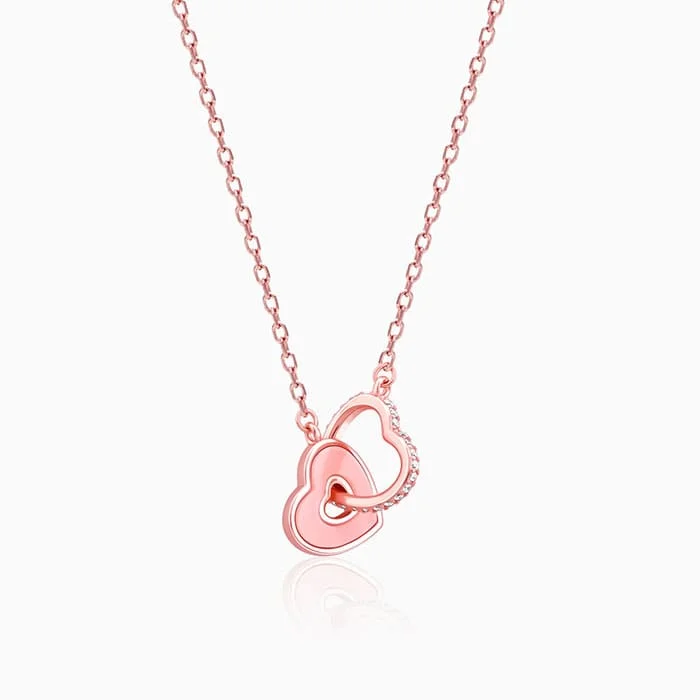 Best necklaces and pendants for everyday wear with minimalist designs-Rose Gold Interlocked Hearts Necklace