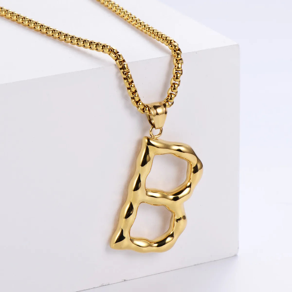 Beautiful necklaces and pendants with diamond-encrusted designs for maximum sparkle-Hip-hop Polished Plating 18k Gold Stainless Steel Alphabet Pendant Wholesale Gooddiy