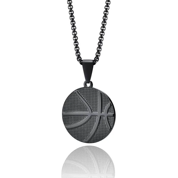 Necklaces and pendants with angel wing motifs for a spiritual, meaningful design-Classy Men Black Basketball Pendant Necklace