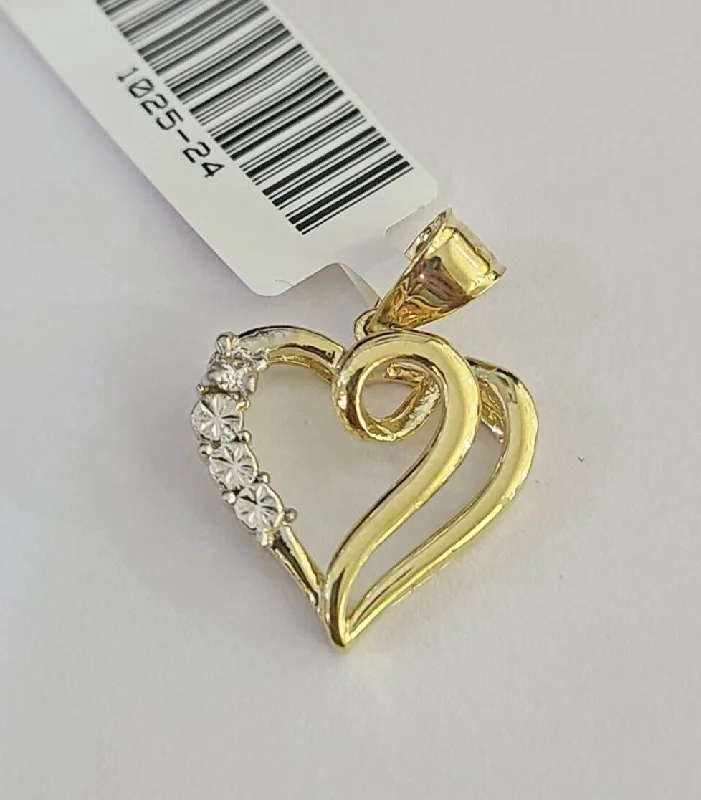 Necklaces and pendants with leaf-shaped designs for an earthy, organic feel-10K Real Heart Charm Pendant Gold 10kt Genuine Yellow