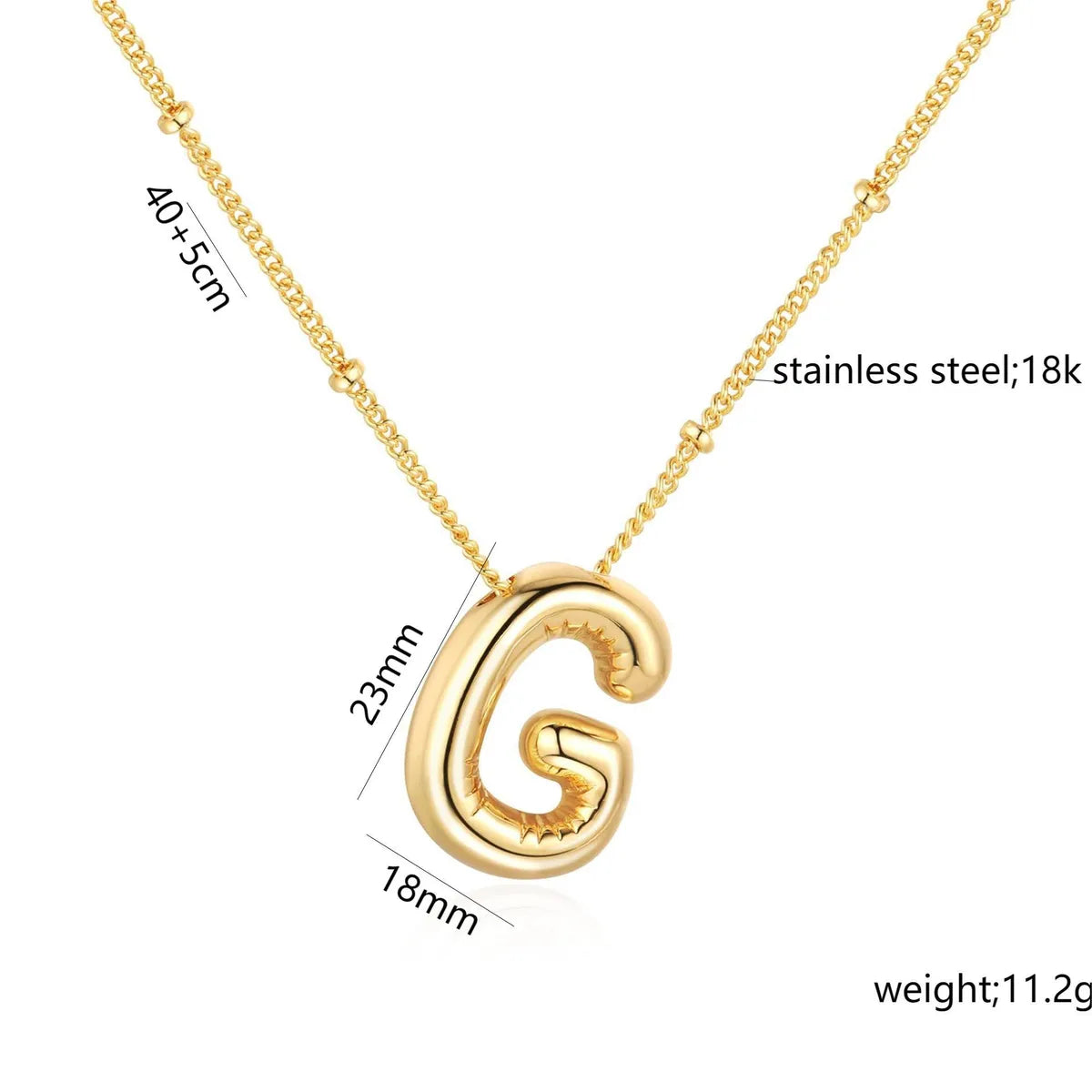 Bead Necklace Letters G-Gold