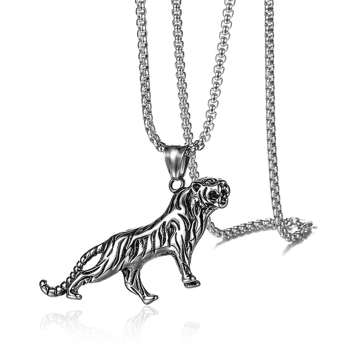 Leopard Silver Titanium Steel Necklace