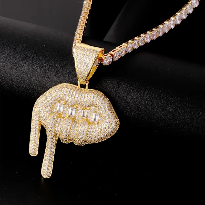 Beautiful necklaces and pendants with tree branch motifs for a nature-inspired design-Hip-Hop Cool Style Lips 304 Stainless Steel Plating Inlay Zircon K Gold Plated Rhodium Plated Unisex Pendant Necklace Necklace