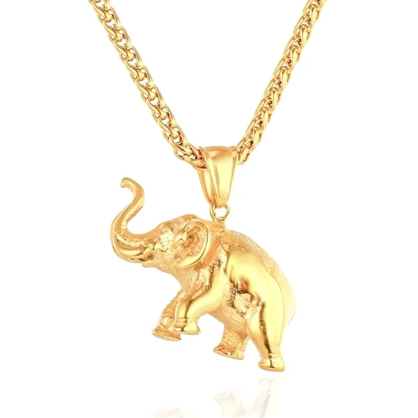 Best necklaces and pendants with glowing moonstone for an ethereal glow-Classy Men Gold Elephant Pendant Necklace