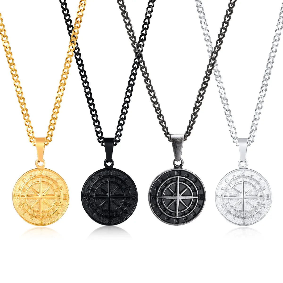 Beautiful necklaces and pendants with diamond halo settings for extra brilliance-Hip-Hop Coin Titanium Steel Men'S Pendant Necklace