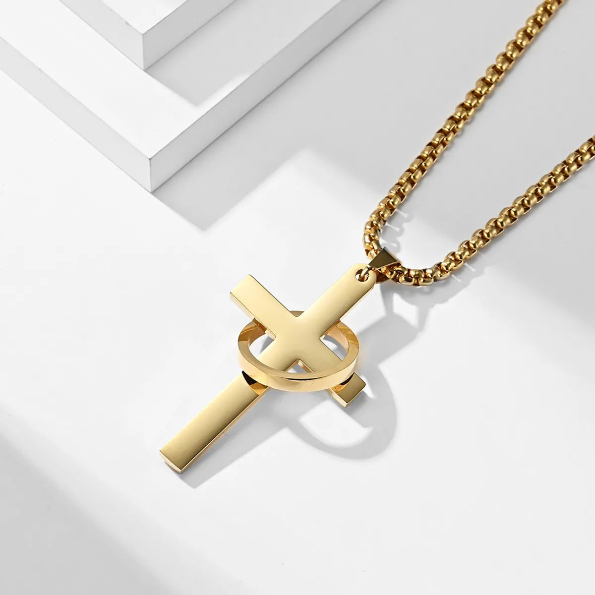 Best necklaces and pendants with black diamonds for an edgy, bold statement-Hip-Hop Retro Cross 304 Stainless Steel Polishing Men'S Pendant Necklace