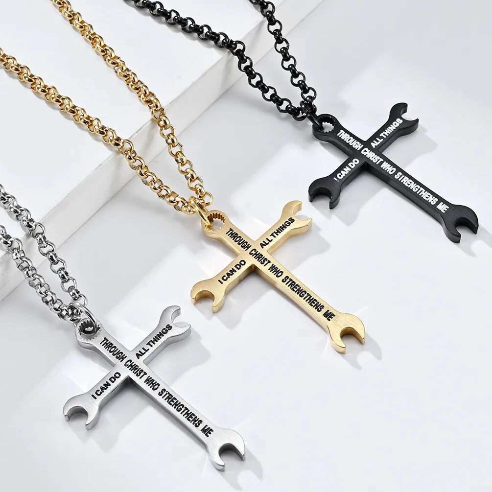 Best necklaces and pendants with cross pendants for a spiritual, meaningful symbol-Hip-Hop Retro Cross 304 Stainless Steel Polishing Men'S Pendant Necklace