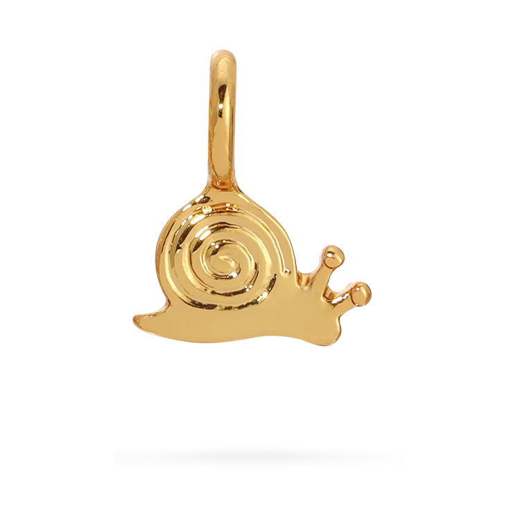 Necklaces and pendants with lock and key designs for a symbolic gesture-Charm Garden - Snail Charm - Gold