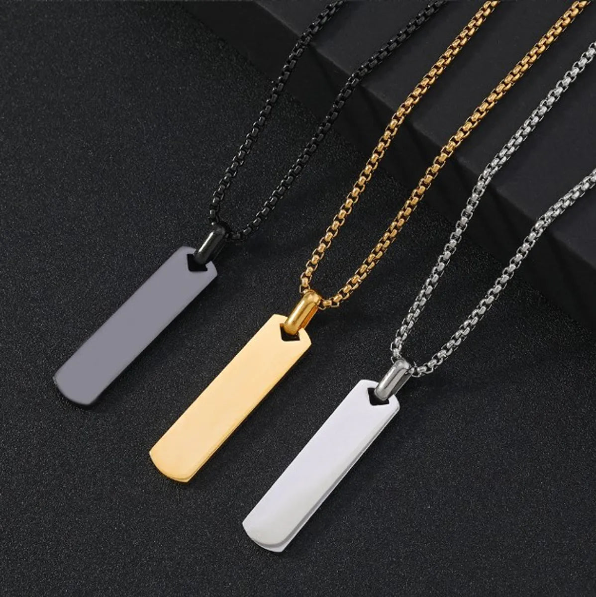 Best necklaces and pendants with opal gemstones for an iridescent glow-Simple Style Geometric Rectangle 304 Stainless Steel Men'S Pendant Necklace