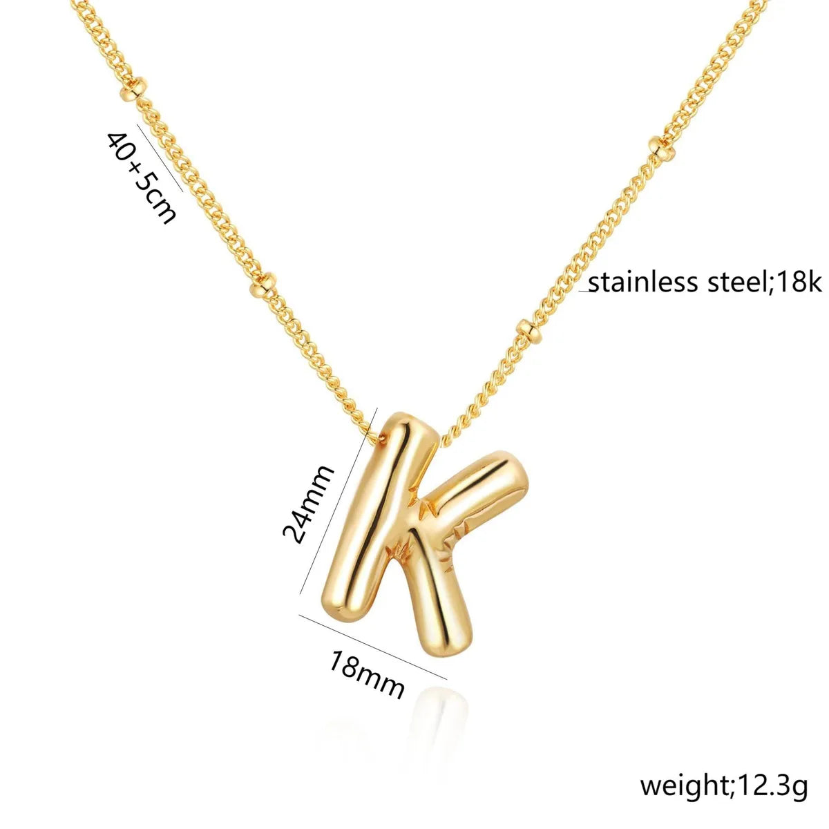 Bead Necklace Letters K-Gold