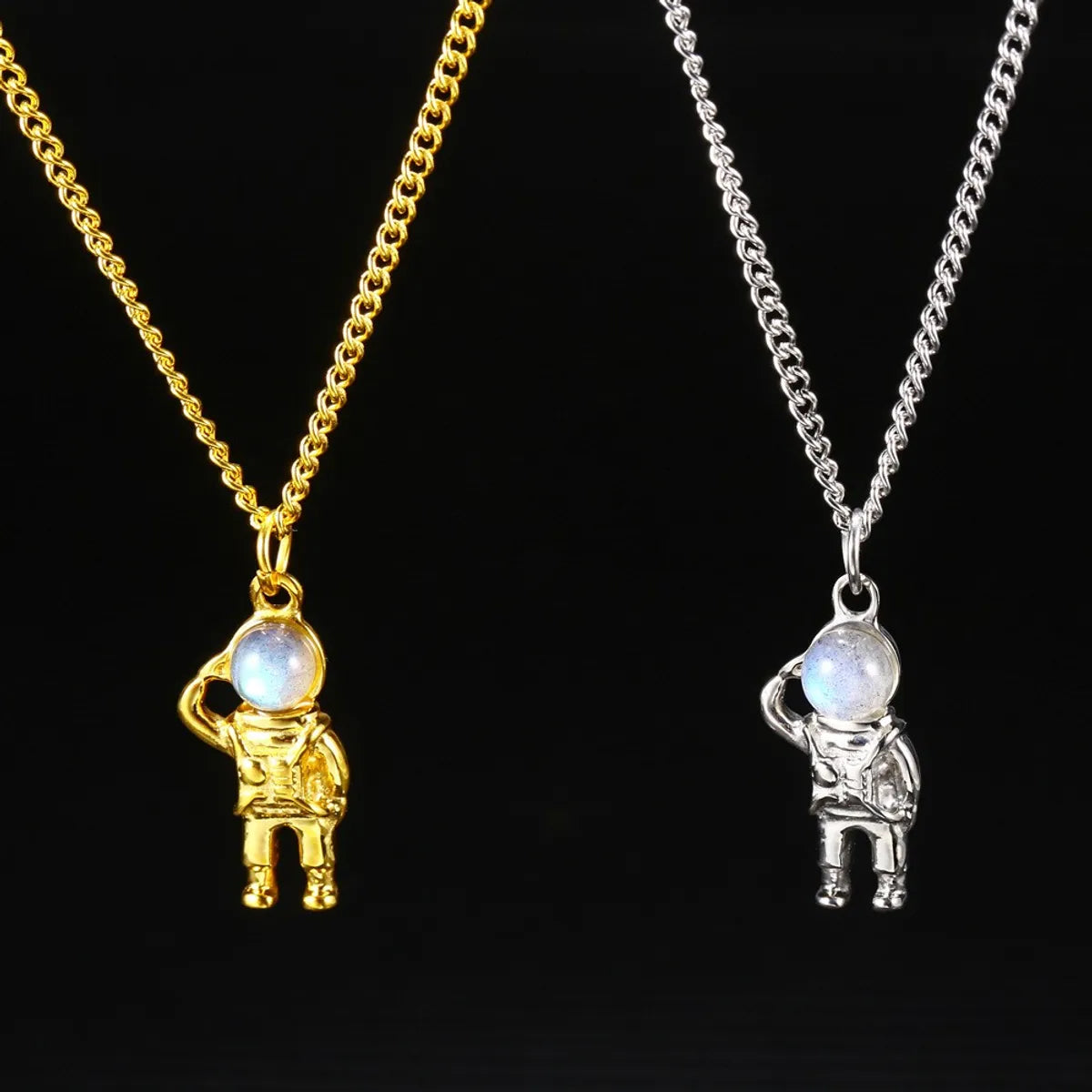 Best necklaces and pendants with intricate filigree for vintage-inspired elegance-Hip-Hop Astronaut 304 Stainless Steel Plating 18K Gold Plated Men'S Pendant Necklace