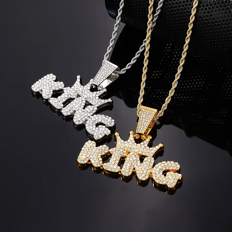 Best necklaces and pendants for everyday wear with minimalist designs-Hip-Hop Rock Punk Letter Stainless Steel Alloy Plating Inlay Zircon Gold Plated Silver Plated Men'S Pendant Necklace