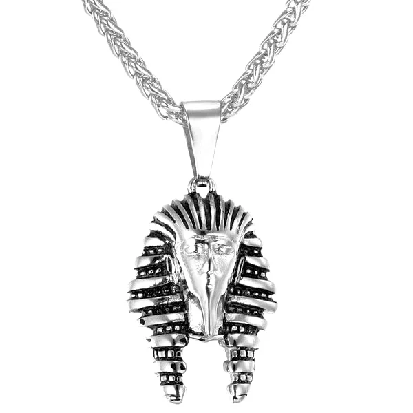 Simple necklaces and pendants with tiny charms for a delicate and casual vibe-Classy Men Silver Egyptian Pharaoh Pendant Necklace