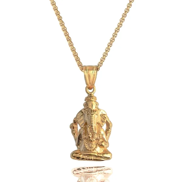 Beautiful necklaces and pendants with geometric shapes for a modern, artistic design-Classy Men Gold Ganesh Pendant Necklace