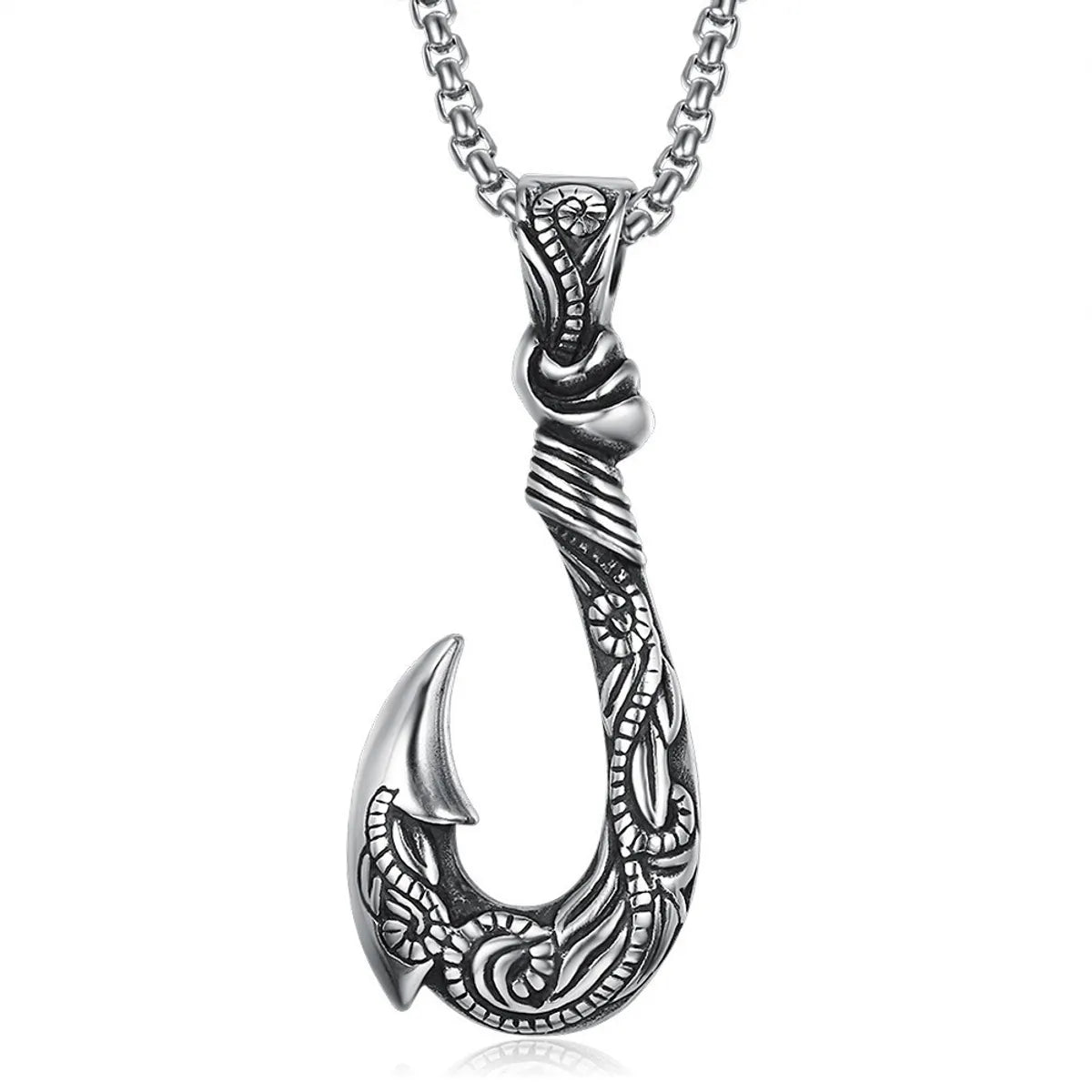 Necklaces and pendants with diamond pendants for a luxurious sparkling effect-Retro Fishhook Metal Plating Men'S Pendant Necklace