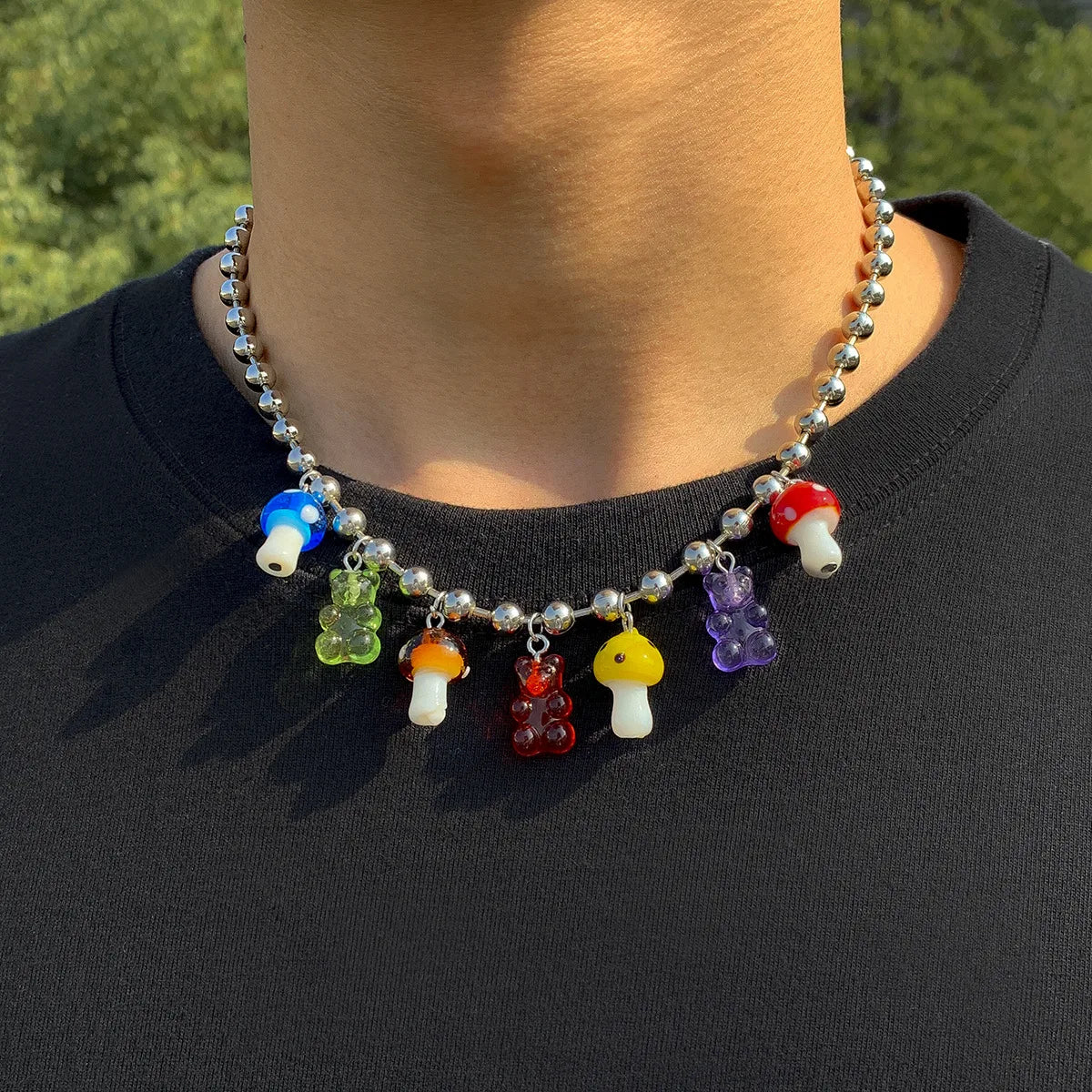 Unique necklaces and pendants with gemstones for a colorful and vibrant statement-Simple Style Classic Style Mushroom Alloy Men'S Necklace