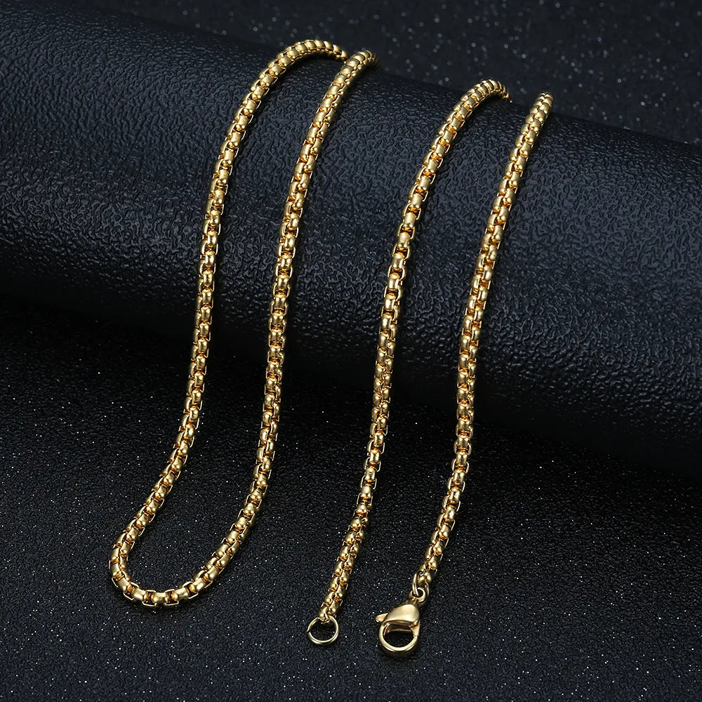 3.0 * 60cm Gold Square Pearl Chain