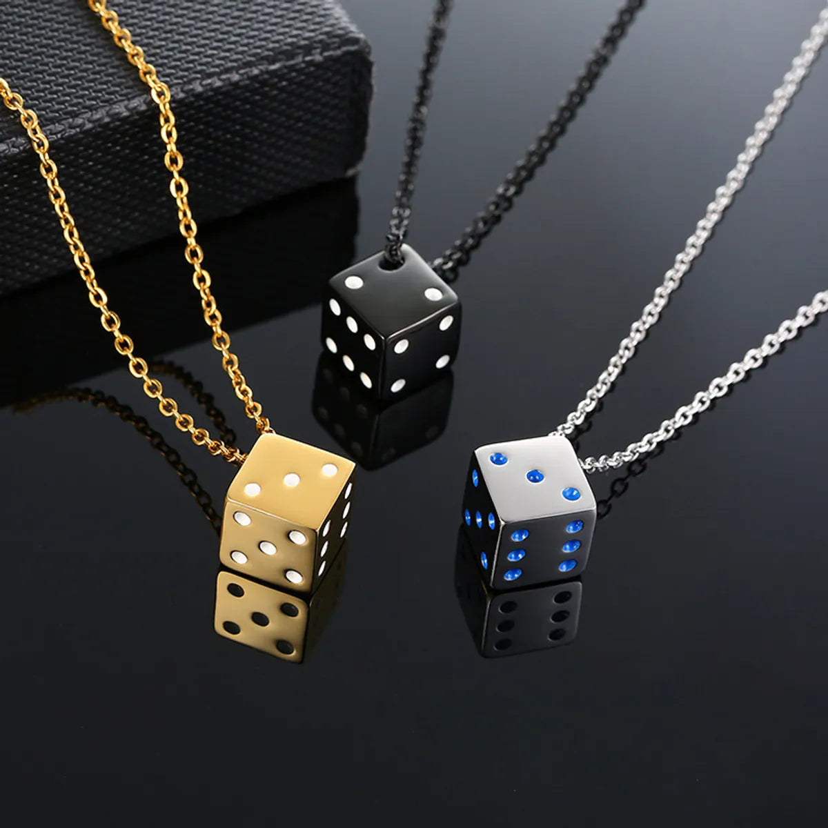 Best necklaces and pendants with cross pendants for a spiritual, meaningful symbol-Simple Style Dice Stainless Steel Plating Pendant Necklace