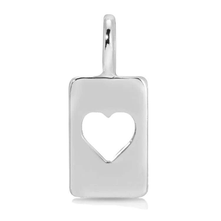 Trendy necklaces and pendants with statement pieces for a bold fashion statement-Charm Garden - Silver - LOVE - Cut out heart