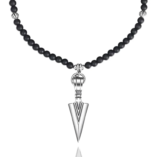 Beautiful necklaces and pendants with tree branch motifs for a nature-inspired design-Classy Men Black Arrowhead Bead Necklace