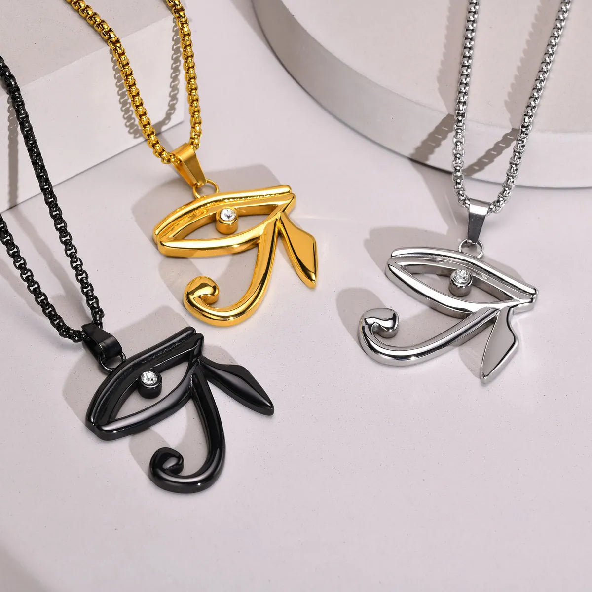 Necklaces and pendants with angel wing motifs for a spiritual, meaningful design-Fashion Eye Titanium Steel Plating Pendant Necklace 1 Piece