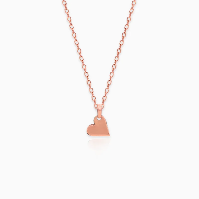 Best necklaces and pendants for weddings with matching designs for bride and groom-Rose Gold Classic Heart Pendant with Link Chain