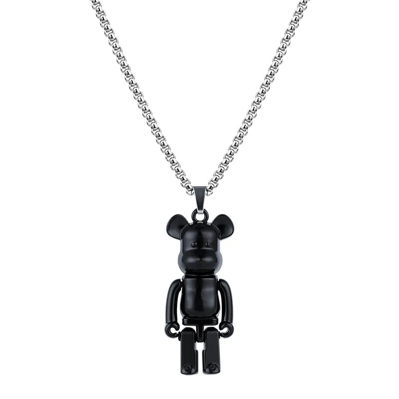 Black Violent Bear-Titanium steel necklace-70CM