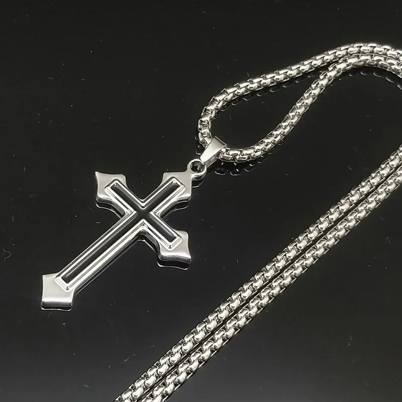 Layered necklaces and pendants for a trendy and fashionable stacked look-Fashion Cross Stainless Steel Plating Unisex Pendant Necklace