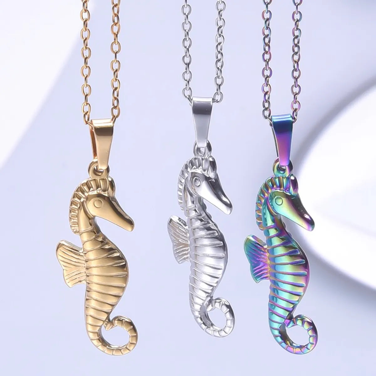 Necklaces and pendants with custom engravings for a personal, meaningful gift-Simple Style Classic Style Hippocampus 304 Stainless Steel Plating Women'S Pendant Necklace