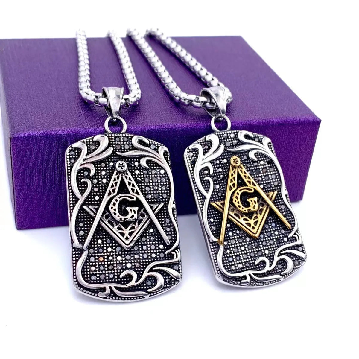 Best necklaces and pendants with intricate filigree for vintage-inspired elegance-Retro Punk Geometric Symbol 304 Stainless Steel Men'S Charms Pendant Necklace