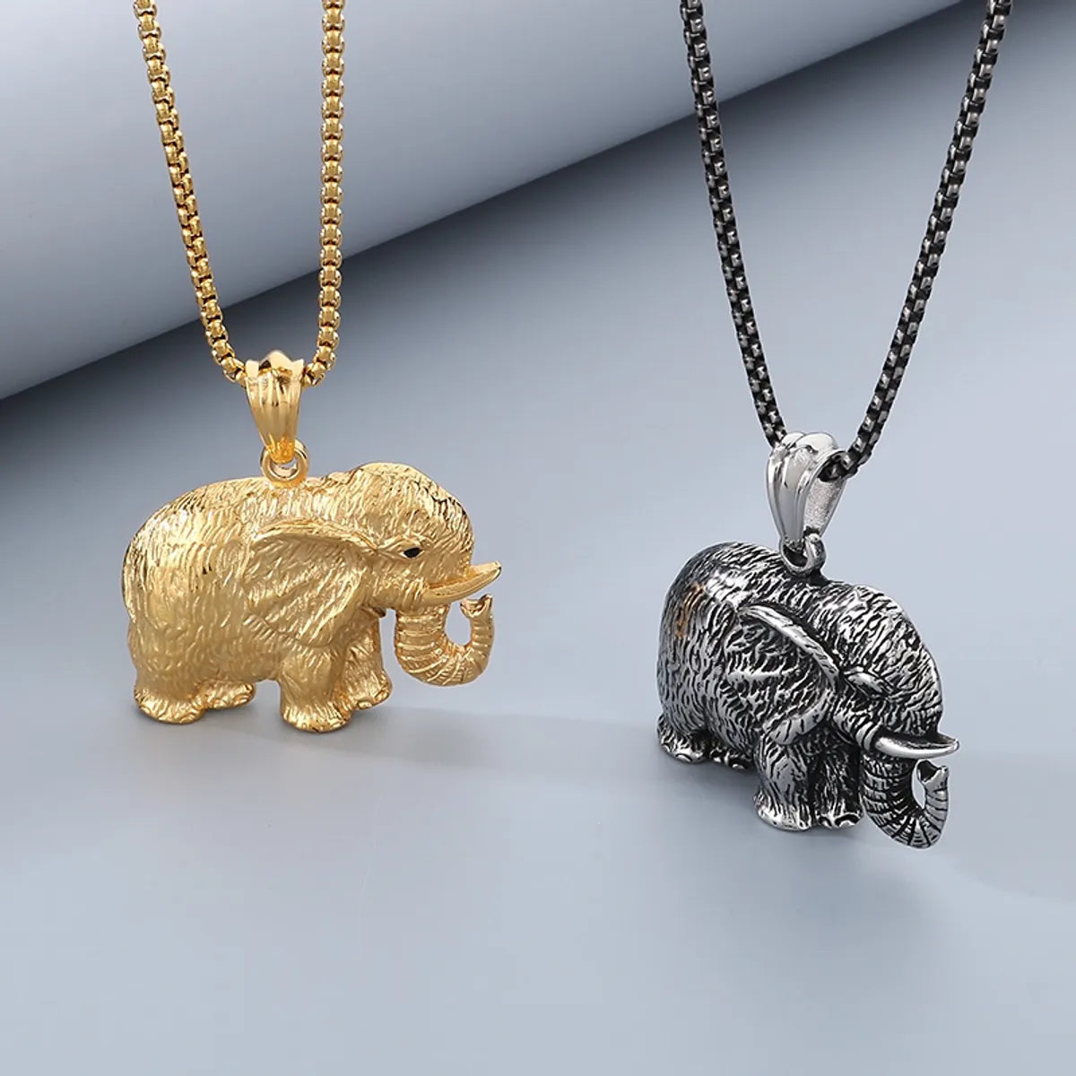 Best necklaces and pendants with vintage coin pendants for a unique accessory-Hip-Hop Elephant 304 Stainless Steel Plating 18K Gold Plated Men'S Pendant Necklace