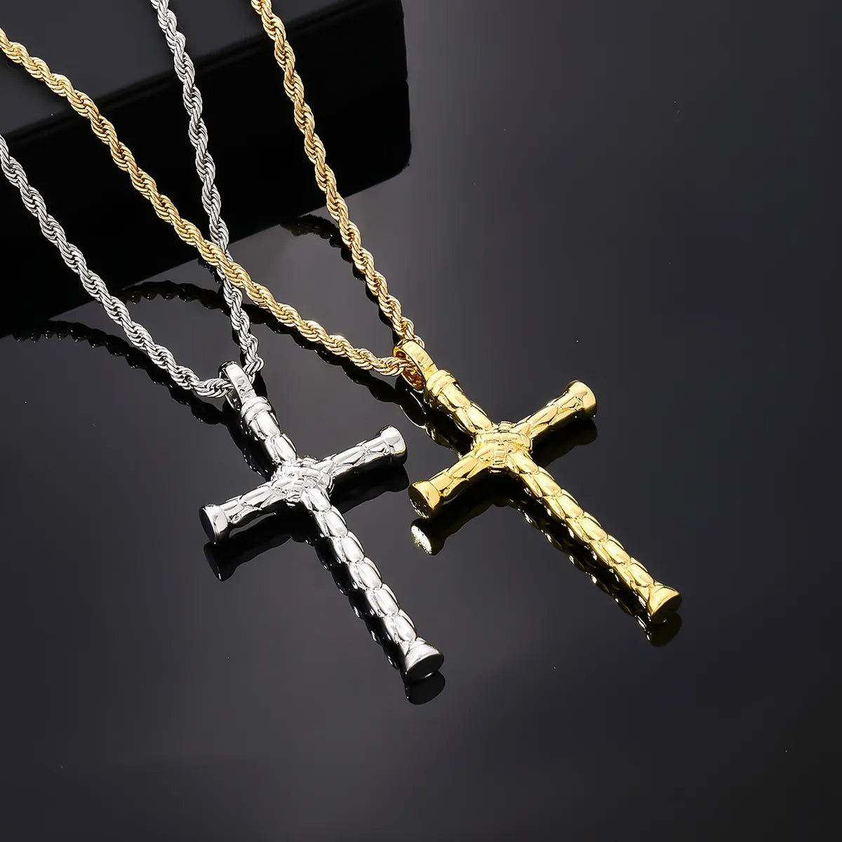 Best necklaces and pendants with infinity hearts for a romantic, eternal symbol-Hip-Hop Rock Cross Stainless Steel Alloy Plating Inlay Zircon K Gold Plated Rhodium Plated Men'S Pendant Necklace