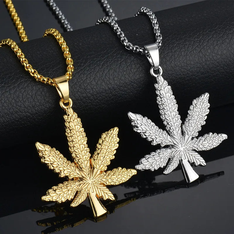 Trendy necklaces and pendants with geometric shapes for a modern aesthetic-Hip-Hop Leaves Metal Unisex Necklace 1 Piece